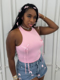 Summer fashion solid color bow short vest Crop top
