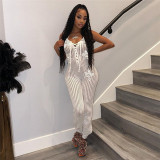 Spring Sexy Halter Neck Low Back Slim Flared Jumpsuit