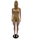 Spring Sexy Backless Knitting Three-Piece Shorts Set