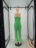 Women Strapless Top and trousers Two Piece Set