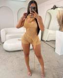 Spring Sexy Backless Knitting Three-Piece Shorts Set