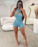 Spring Sexy Backless Knitting Three-Piece Shorts Set