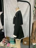 Autumn fashion contrast woolen Coat skirt Two Piece Set