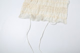 Spring Halter Neck Low Back Vest Pleated Chiffon Sexy Long Skirt Two Piece Set