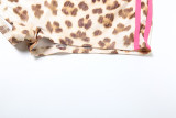 Spring and Summer Sexy Crop Slim Hooded Leopard Print Top and High Waist Shorts Two Piece Set