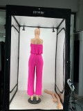 Women Strapless Top and trousers Two Piece Set