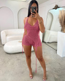Spring Sexy Backless Knitting Three-Piece Shorts Set