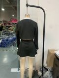 Autumn fashion contrast woolen Coat skirt Two Piece Set