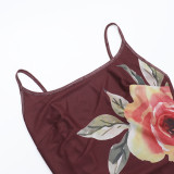 Summer Sexy Flower Mesh Strap Backless Slit Long Dress