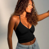 Spring Sexy V-Neck Halter Neck Lace-Up Slim Fit Vest