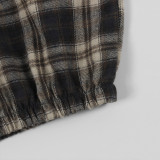 Fashionable print zipper short jacket top bubble short skirt Two Piece Set