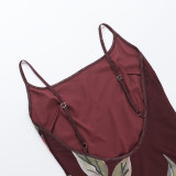 Summer Sexy Flower Mesh Strap Backless Slit Long Dress