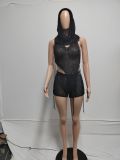 Spring Sexy Backless Knitting Three-Piece Shorts Set