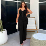 Spring Sexy Halter Neck Low Back Slim Flared Jumpsuit