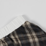 Fashionable print zipper short jacket top bubble short skirt Two Piece Set