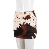 Women Yarn-dyed Lambskin Skirt
