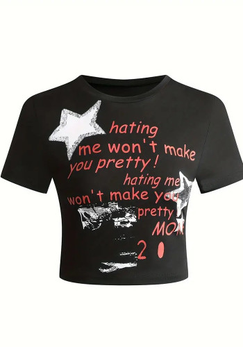 Women Street Print Crop T-shirt