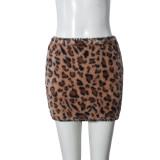 Women Yarn-dyed Lambskin Skirt