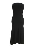 Plus Size Women Elegant V-neck Ruffle Irregular Maxi Dress
