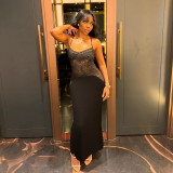 Women Suspender Lace Sexy Elegant Backless Dress