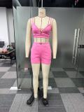 Women Elegant Career Vest Turndown Collar Blazer Shorts Three-Piece