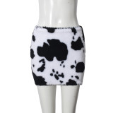 Women Yarn-dyed Lambskin Skirt