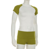 Women Crop short-sleeved T-shirt and shorts sports Casual two-piece suit
