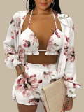 Women Swimwear  + Cover-up + Shorts Sexy Beach Holidays Three-Piece