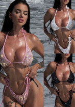 Women Bikini Mesh Sequined Two Pieces Swimwear