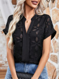 Women summer lace v-neck shirt
