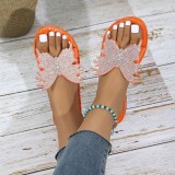 Women Summer Casual Rhinestone Butterfly Flat Shoes