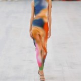 Women Summer Tie-Dye Printed Slit Dress