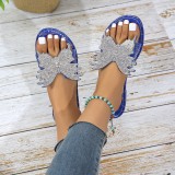 Women Summer Casual Rhinestone Butterfly Flat Shoes