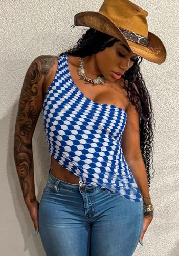 Women Spring and Summer Off-shoulder Irregular Crop T-shirt