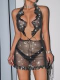 Women Sexy Halter Neck Sparkling Stretchy Bodycon Dress