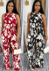 Women Floral Printed Sleeveless Vest and Pants Two-piece Set