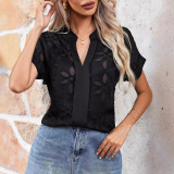 Women summer lace v-neck shirt