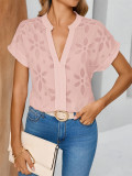 Women summer lace v-neck shirt