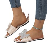 Women Summer Casual Rhinestone Butterfly Flat Shoes