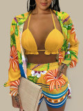 Women Swimwear  + Cover-up + Shorts Sexy Beach Holidays Three-Piece
