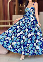 Women Holidays Elegant Floral Print Strap Dress Women Holidays Elegant Floral Print Strap Dress