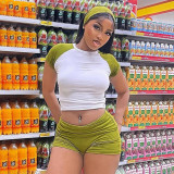 Women Crop short-sleeved T-shirt and shorts sports Casual two-piece suit