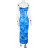 Women summer printed hooded Strap Bodycon Dress