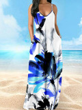 Plus Size Women Summer Elegant V-neck Suspender Holidays Dress