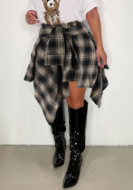 Women Style Patchwork Irregular Plaid Skirt Women Style Patchwork Irregular Plaid Skirt