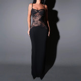 Women Suspender Lace Sexy Elegant Backless Dress