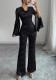 Women Elegant Slit Mesh Knitting Jumpsuit