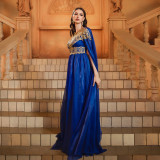 Women long sleeve Round Neck lace Formal Party evening dress