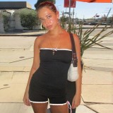 Women Summer Casual Solid off Shoulder Jumpsuit