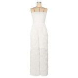 Women Casual Holidays Sexy Strapless Sleeveless Wide-leg Jumpsuit